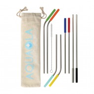 Ensemble de pailles réutilisables avec brosse et pochette