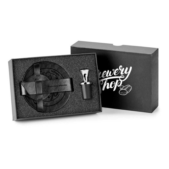 Ensemble Sous-verre (ens. de 4) en cuir et bouchon de bouteille