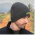 Tuque à rebord en tricot côtelé - Unisexe